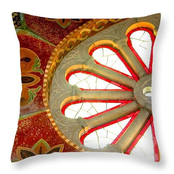 Throw Pillow Rose Window Santa Barbara Courhouse Printed On Cotton in 14x14 To 26x26 Or Oblong 20x14 Accent Home Decor Housewares - image 1