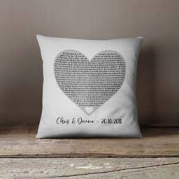 Custom Song Lyrics Heart Cushion - Personalized Wedding Anniversary Gift Throw Pillow With Any - thumbnail 1