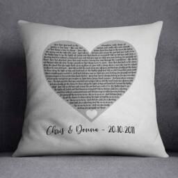 Custom Song Lyrics Heart Cushion - Personalized Wedding Anniversary Gift Throw Pillow With Any - thumbnail 2