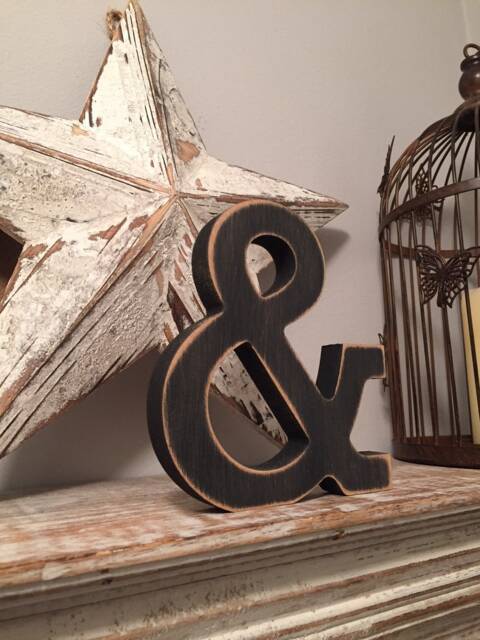 Wooden Ampersand Rustic Nursery Decor, Rockwell Font - 15cm - image 1