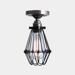 Apoch Industrial Cage Bare Bulb Flush Ceiling Light - thumbnail 1
