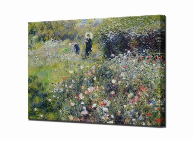 Woman With A Parasol in Garden Renoir Print, Canvas Print Paintings Fine Art Wall Ready To Hang - image 1