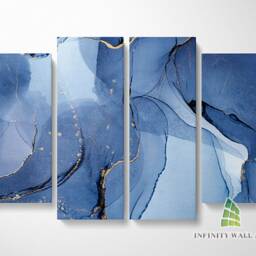 Abstract Blue Gold Marble Canvas Art Split Panel Wall Print Picture Home Decor -C186 - thumbnail 3