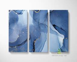 Abstract Blue Gold Marble Canvas Art Split Panel Wall Print Picture Home Decor -C186