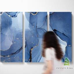 Abstract Blue Gold Marble Canvas Art Split Panel Wall Print Picture Home Decor -C186 - thumbnail 2