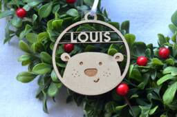 Custom Christmas Ornament - Wood Christmas With Name & Stars Tree Ornament Holiday Gift - thumbnail 1