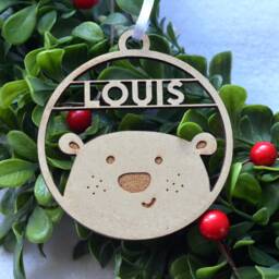 Custom Christmas Ornament - Wood Christmas With Name & Stars Tree Ornament Holiday Gift - thumbnail 2