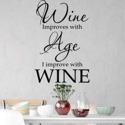 Vwaq Wine Improves With Age I Improve - Funny Decals Vinyl Wall Quotes -18125 - thumbnail 1