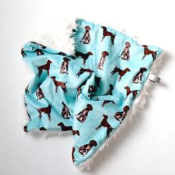 Dream Lovie. Security Blanket. Personalized Lovey. Faux Fur German Shorthair White. Mini Baby Minky Shower Gift - thumbnail 2