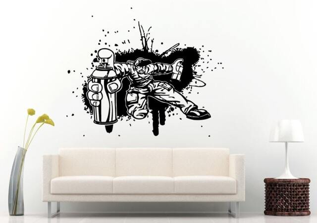 Zombie Kid Spraying Graffiti Everywhere He Possibly Can Wall Decal Vinyl Sticker Mural Room Decor L636 - image 1