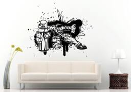 Zombie Kid Spraying Graffiti Everywhere He Possibly Can Wall Decal Vinyl Sticker Mural Room Decor L636 - thumbnail 1