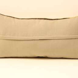 Handmade Wool Kilim Lumbar Pillow Cover, Turkish Boho Accent - 12x24 Inch - thumbnail 4