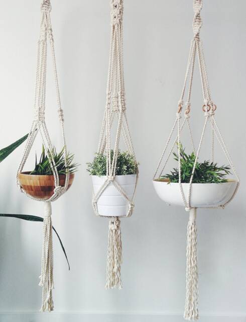 Handmade Macrame Plant Hanger Natural Cotton Rope, Indoor Hanging Planter - image 1