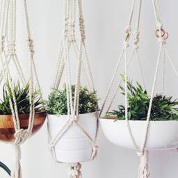 Handmade Macrame Plant Hanger Natural Cotton Rope, Indoor Hanging Planter - thumbnail 3