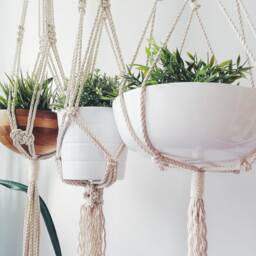 Handmade Macrame Plant Hanger Natural Cotton Rope, Indoor Hanging Planter - thumbnail 2