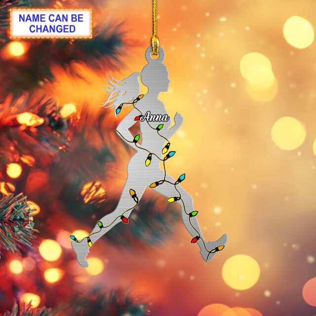 Custom Name Runner Girl Personalized Ornament, Christmas Tree Hanging Decor, Flat 2D Gift For - image 1