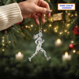 Custom Name Runner Girl Personalized Ornament, Christmas Tree Hanging Decor, Flat 2D Gift For - thumbnail 3