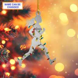 Custom Name Runner Girl Personalized Ornament, Christmas Tree Hanging Decor, Flat 2D Gift For - thumbnail 1
