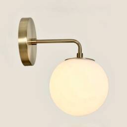 Handmade Brass Globe Wall Sconce, Modern Bathroom Light