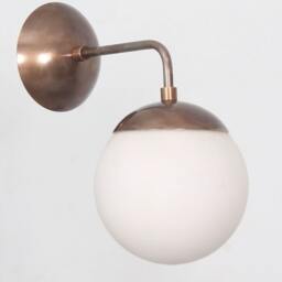 Handmade Brass Globe Wall Sconce, Modern Bathroom Light - thumbnail 3