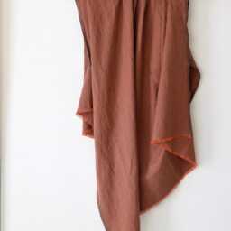 Vintage Linen Couch Throw Blanket Muted Copper Melange, Short Fringe - thumbnail 2
