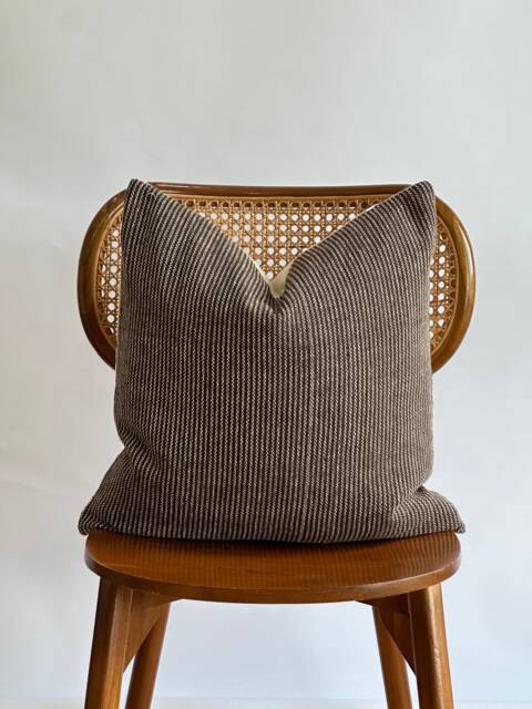 Vintage Hmong Hemp Pillow Brown Striped Lumbar Throw Pillow - image 1