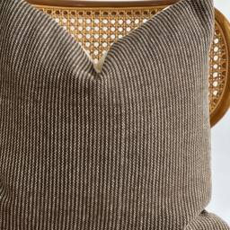 Vintage Hmong Hemp Pillow Brown Striped Lumbar Throw Pillow - thumbnail 2