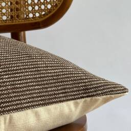 Vintage Hmong Hemp Pillow Brown Striped Lumbar Throw Pillow - thumbnail 4