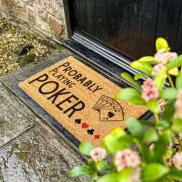 Probably Playing Poker Doormat, Player, Ace Of Spades, Custom Gambling Gift For Him, Card Game Doormat - thumbnail 2
