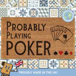 Probably Playing Poker Doormat, Player, Ace Of Spades, Custom Gambling Gift For Him, Card Game Doormat - thumbnail 1