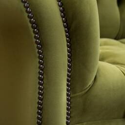 British Handmade 2 Seater Plush Olive Green Velvet Chesterfield Sofa - thumbnail 3