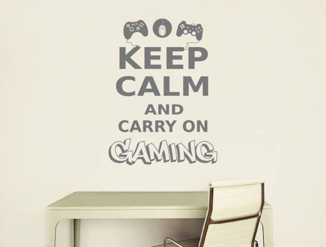 Keep Calm & Carry On Gaming Wall Sticker, Gaming Art, Gamer Decal, Decor, Art - image 1