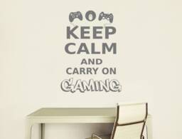Keep Calm & Carry On Gaming Wall Sticker, Gaming Art, Gamer Decal, Decor, Art - thumbnail 1