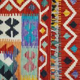 Multicolour Rug, Handmade Artisan Afghan Turkish Scandinavian Navajo Bohemian Flatweave Wool Kilim 141x109 cm - thumbnail 3