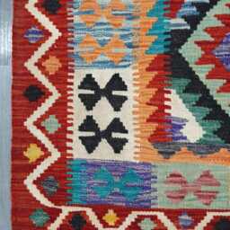 Multicolour Rug, Handmade Artisan Afghan Turkish Scandinavian Navajo Bohemian Flatweave Wool Kilim 141x109 cm - thumbnail 4