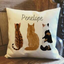 Personalised Three Backwards Cats Country Canvas Cushion - Customised Kitten Linen -Cushion Cover With Inner Filler Cat Lover Gift - thumbnail 3