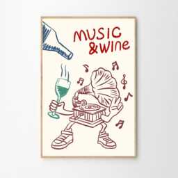 Music & Wine Print Art Canvas Poster, Trendy Wall Art, Kitchen Aesthetic Decor, Retro Home Printed Gift - thumbnail 2