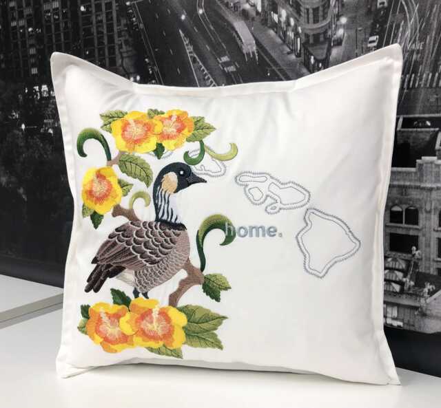 Hawaii Nene & Hibiscus Medley. Embroidered With Feather Insert - image 1