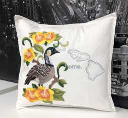 Hawaii Nene & Hibiscus Medley. Embroidered With Feather Insert - thumbnail 1