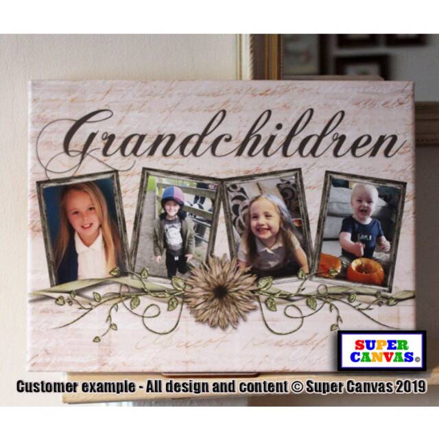 Grandchildren Family Portrait Picture Frame Photo Framed Canvas Print Grandparent Grandad Nana Grandma Grandpa Birthday Christmas Gift - image 1