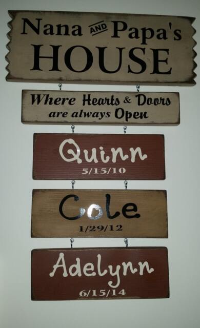 Nana & Papa - Grandparent Panel- Wooden Sign