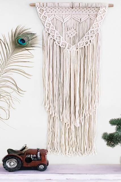 Boho Macrame Wall Hanging, Woven Cotton Tapestry, Nursery Decor - image 1