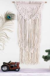 Boho Macrame Wall Hanging, Woven Cotton Tapestry, Nursery Decor - thumbnail 1