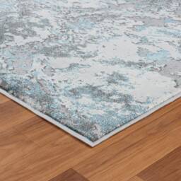New Modern Duck Egg Blue Grey Splash Design Rug Colourful Silky Soft Good Quality Floor Area Mats UK - thumbnail 3