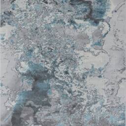 New Modern Duck Egg Blue Grey Splash Design Rug Colourful Silky Soft Good Quality Floor Area Mats UK - thumbnail 2