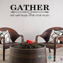 Gather Quote Country Kitchen Wall Decal, Farmhouse Gift Ideas, Dinning Room Rustic Decor, Quotes - thumbnail 2