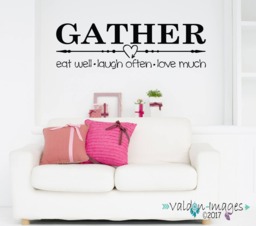 Gather Quote Country Kitchen Wall Decal, Farmhouse Gift Ideas, Dinning Room Rustic Decor, Quotes - thumbnail 1