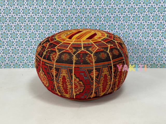 Yakiti - Moroccan Casual Pouf, Bohemian Poufs & Ottomans, Chair Pouf Boho, Footstool Cover, Leather Tissue, New Design - image 1