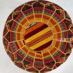 Yakiti - Moroccan Casual Pouf, Bohemian Poufs & Ottomans, Chair Pouf Boho, Footstool Cover, Leather Tissue, New Design - thumbnail 4
