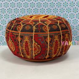 Yakiti - Moroccan Casual Pouf, Bohemian Poufs & Ottomans, Chair Pouf Boho, Footstool Cover, Leather Tissue, New Design - thumbnail 2